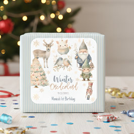 Winter onederland glitter prachtige verjaardag vierkante sticker