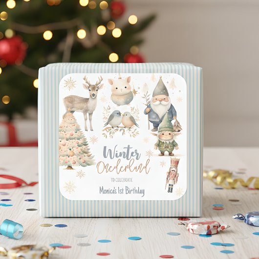 Winter onederland glitter prachtige verjaardag vierkante sticker