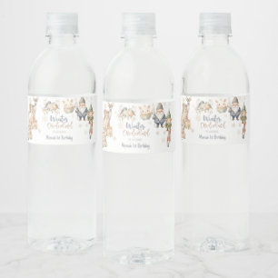 Winter onederland glitter prachtige verjaardag waterfles etiket