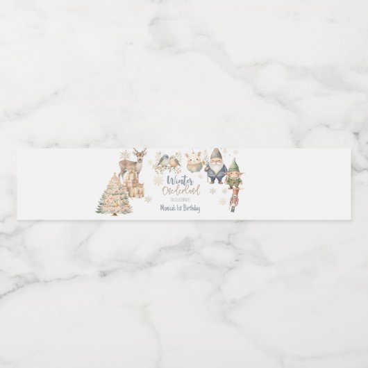 Winter onederland glitter prachtige verjaardag waterfles etiket (Enkel label)