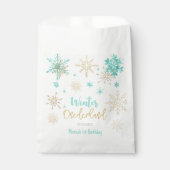 Winter onederland glitter sneeuwvlokken verjaardag bedankzakje (Voorkant)