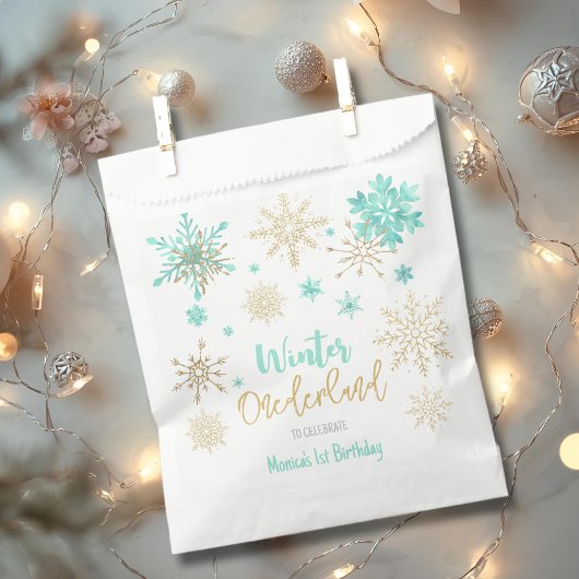 Winter onederland glitter sneeuwvlokken verjaardag bedankzakje