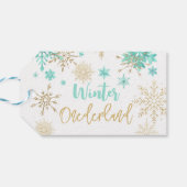 Winter onederland glitter sneeuwvlokken verjaardag cadeaulabel (Achterkant Horizontaal)