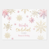 Winter onederland glitter sneeuwvlokken verjaardag inpakpapier vel (Voorkant)