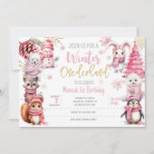 Winter onederland glitter sneeuwvlokken verjaardag kaart (Voorkant)