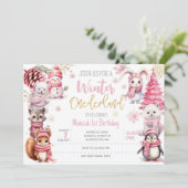 Winter onederland glitter sneeuwvlokken verjaardag kaart (Staand voorkant)