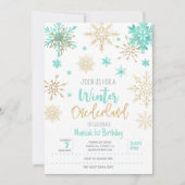 Winter onederland glitter sneeuwvlokken verjaardag kaart (Voorkant)