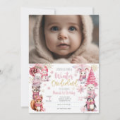 Winter onederland glitter sneeuwvlokken verjaardag kaart (Voorkant)