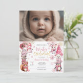 Winter onederland glitter sneeuwvlokken verjaardag kaart (Staand voorkant)