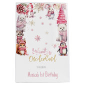 Winter onederland glitter sneeuwvlokken verjaardag medium cadeauzakje (Voorkant)