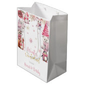 Winter onederland glitter sneeuwvlokken verjaardag medium cadeauzakje (Achterkant Gekanteld)