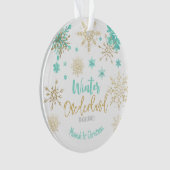 Winter onederland glitter sneeuwvlokken verjaardag ornament (voorkant)