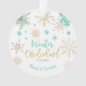 Winter onederland glitter sneeuwvlokken verjaardag ornament (voorkant)