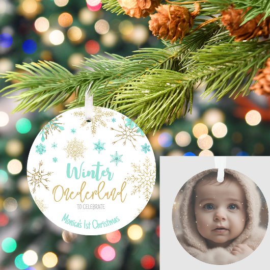 Winter onederland glitter sneeuwvlokken verjaardag ornament