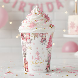 Winter onederland glitter sneeuwvlokken verjaardag papieren bekers