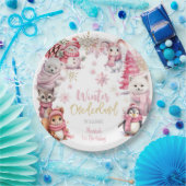 Winter onederland glitter sneeuwvlokken verjaardag papieren bordje (Feest)