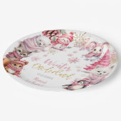 Winter onederland glitter sneeuwvlokken verjaardag papieren bordje (Gekanteld)