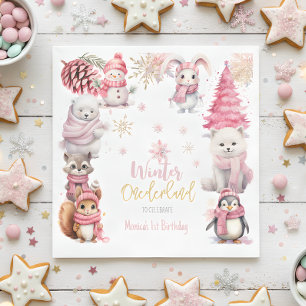 Winter onederland glitter sneeuwvlokken verjaardag servet