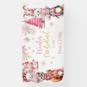 Winter onederland glitter sneeuwvlokken verjaardag spandoek (Verticaal)