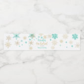 Winter onederland glitter sneeuwvlokken verjaardag waterfles etiket (Enkel label)