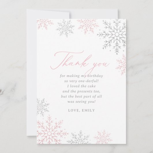 Winter Onederland Glitter Verjaardag Dank Je Kaart (Voorkant)