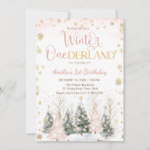 Winter Onederland Gold Snowflakes 1st Birthday Kaart (Voorkant)