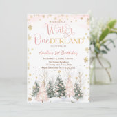 Winter Onederland Gold Snowflakes 1st Birthday Kaart (Staand voorkant)