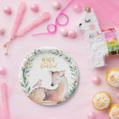 Winter ONEderland Goud Groen Herten Bos Papieren Bordje (Feest)