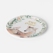 Winter ONEderland Goud Groen Herten Bos Papieren Bordje (Gekanteld)