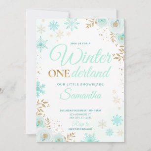 Winter ONEderland Groen Sneeuwvlok 1e Uitnodiging