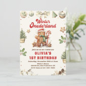 Winter Onederland Groene Kerstkoekje Verjaardag Kaart (Staand voorkant)