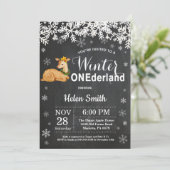 Winter Onederland Hert Uitnodiging 1e Verjaardag (Staand voorkant)