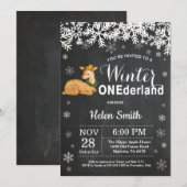 Winter Onederland Hert Uitnodiging 1e Verjaardag (Voorkant / Achterkant)