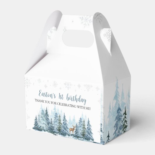 Winter Onederland Herten Verjaardagsfeest Favoriet Bedankdoosjes (Achterkant)