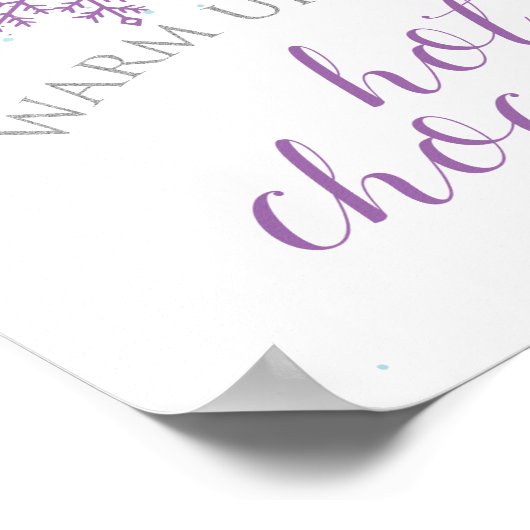 Winter Onederland Hot Chocolate Bar Paars Poster (Hoek)