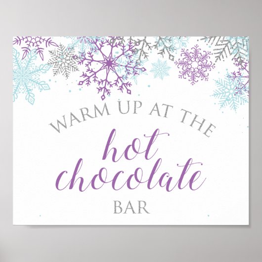 Winter Onederland Hot Chocolate Bar Paars Poster (Voorkant)