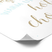 Winter Onederland Hot Chocolate Bar Sign Blue Gold Poster (Hoek)