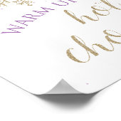 Winter Onederland Hot Chocolate Bar Sign Paars Poster (Hoek)