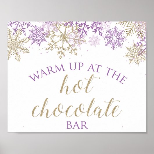 Winter Onederland Hot Chocolate Bar Sign Paars Poster (Voorkant)