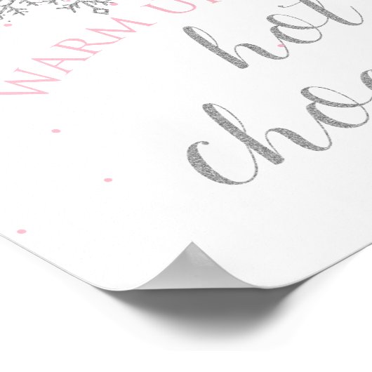 Winter Onederland Hot Chocolate Pink Silver Snow Poster (Hoek)
