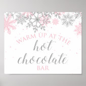 Winter Onederland Hot Chocolate Pink Silver Snow Poster (Voorkant)