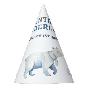 Winter Onederland Ijsbeer 1e Verjaardag Feesthoedjes