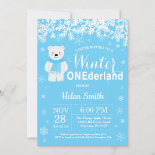 Winter Onederland Ijsbeer Jongen 1e Verjaardag Kaart