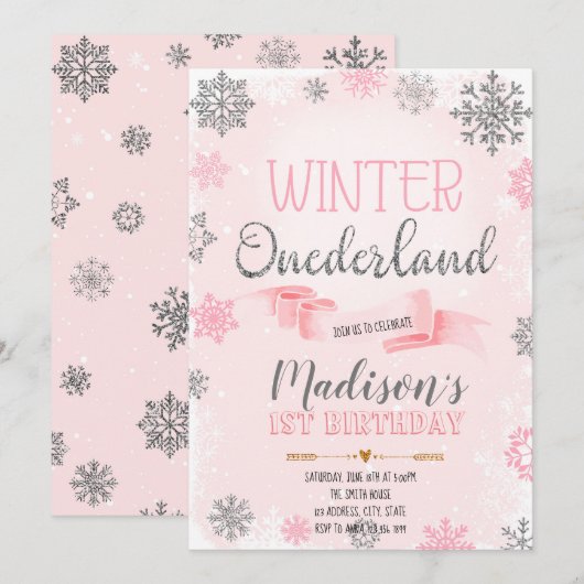 WINTER ONEDERLAND INVITATIE KAART (Voorkant / Achterkant)