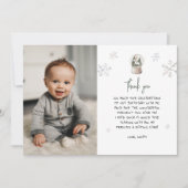 Winter Onederland Jongen 1e Verjaardag Bedankkaart (Voorkant)