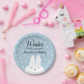 Winter ONEderland Jongen 1e verjaardag Blauw Papieren Bordje (Feest)