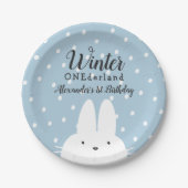 Winter ONEderland Jongen 1e verjaardag Blauw Papieren Bordje (Voorkant)