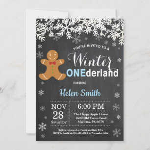 Winter Onederland Jongen 1e Verjaardagsuitnodiging Kaart