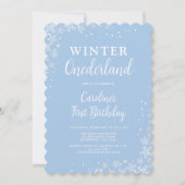 Winter Onederland Jongen Eerste Verjaardag Uitnodi Kaart (Voorkant)