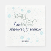 Winter Onederland Jongen Eerste Verjaardagsfeest Servet (Voorkant)